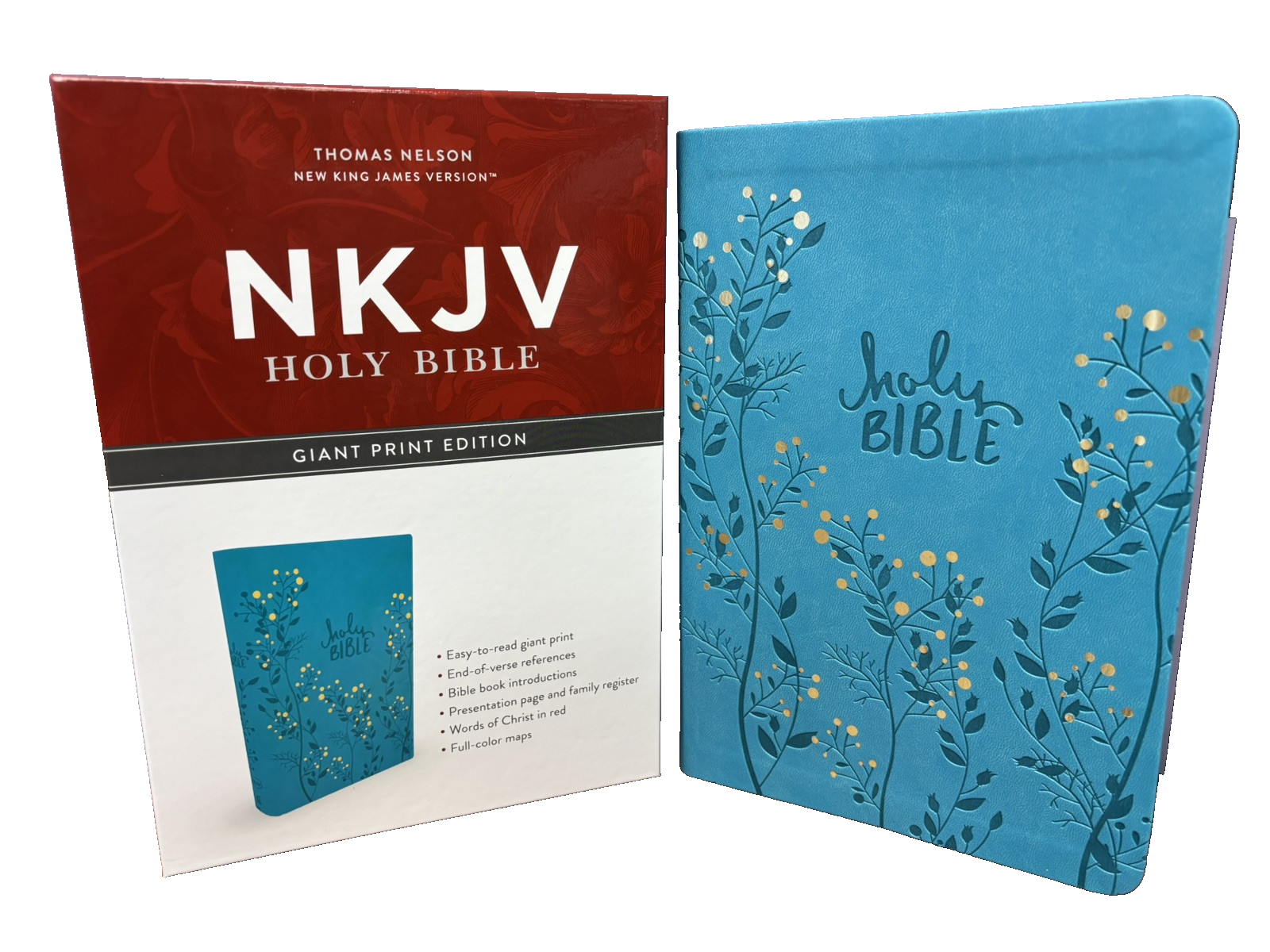 NKJV Giant Print Holy Bible Aqua Teal Imitation Leather New
