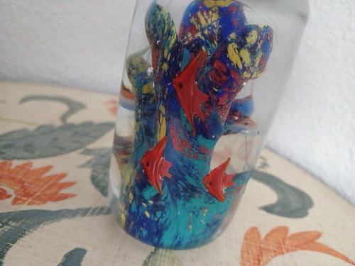 Vintage Murano (?) Schwerer Briefbeschwerer tropische Fische Aquarium aus Glas 3 Pfund 10 Z - Bild 8 von 10