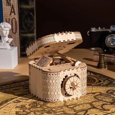 ROBOTIME 3D Holz Puzzle Schatzkiste Modellbausatz DIY Spielzeug Kinder Geschen - Bild 1 von 4