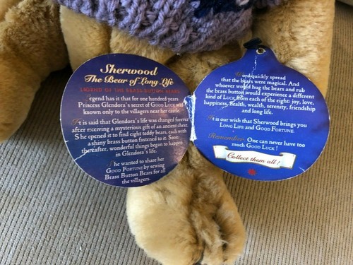 Brass Button Bears Plush Teddy Sherwood 11" Glasses Sweater Stuffed Jointed 1996 - Picture 6 of 8