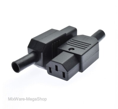 1 - Kaltgerätestecker IEC 320 C13, 10 A 250 V~, mit Schraubkontakten, schwarz