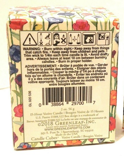 Greenleaf Meadow Breeze scented Votives lot 2 candle cube New - Picture 5 of 7
