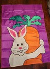 NCE 1994 Easter Bunny Rabbit w/Carrot Decorative Polyester Yard Flag Embroidered