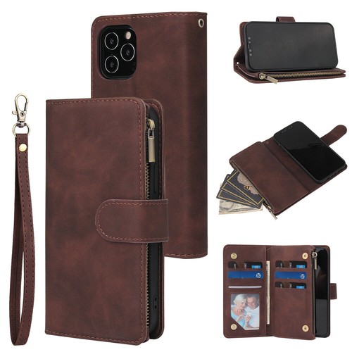 Zipper Flip Wallet Leather Card Case Cover For iPhone 14 13 12Pro 11 XR 7 8 Plus - Picture 10 of 36