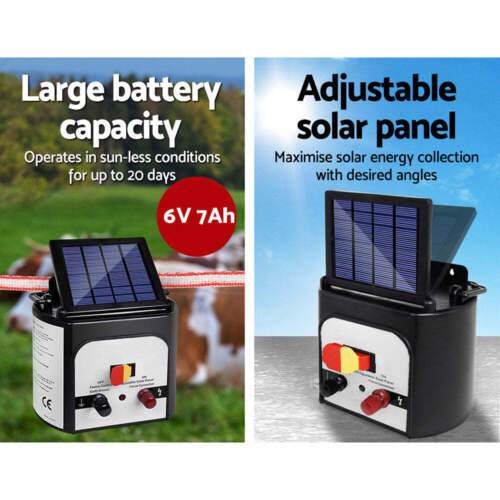 NNEDSZ 8km Solar Electric Fence Energiser Charger with 400M Tape and 25pcs Insul - Picture 4 of 7