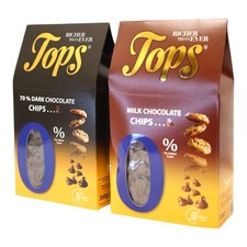 TOPS  Milk & Dark Chocolate Chips - ZERO ADDED SUGAR - Gluten Free -  200g