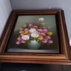 Framed Floral Still Life Painting, Flowers in Vase, Single Piece Wall Art — photo 1