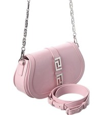  2775 RARE Versace Shoulder Bag Pink Women Comes With 2 Stripes Leather Italy