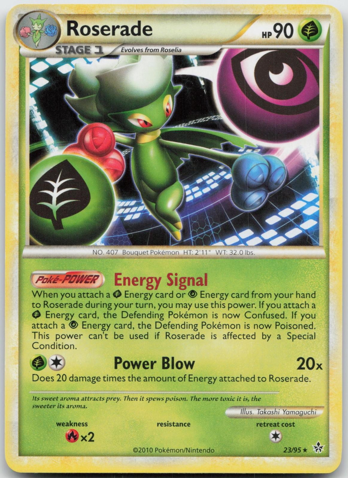 Roserade 23/95 Rare HGSS Unleashed Pokemon Moderately Played