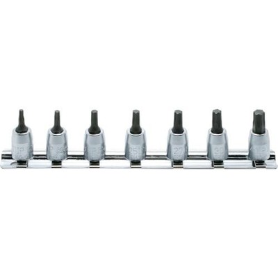 Koken 1/4'' Square Torque Plus Bit Socket Rail Set, 28mm Overall Length, 7-Piece