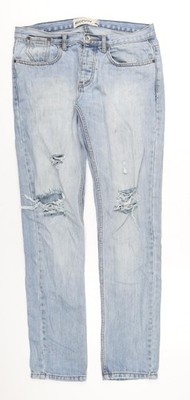 Topman Herren Jeans blau Baumwolle gerade Größe 34 in L36 mit normalem Knopf