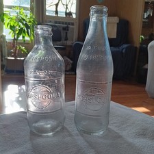 2 Vintage Pepsi-Cola Embossed 10oz Glass Bott...