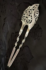 Victorian Era American Openwork Sterling Silver Hair Comb Ornament