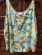 Jams World Hula Moon Womens Floral Aloha Tank Top Xl