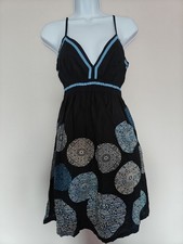 Evie Bohemian Floral Mandala Black & Teal %100 Cotton Summer Dress Size 10