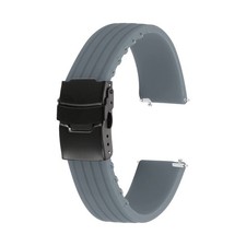 Silicone Watch Bands 20mm Soft Watch Bands with Black Snap Buckle, Gray