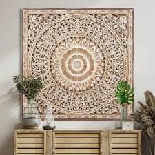 Large Spiritual Mandala Décor Wood Wall Hanging Decor | Above Bed Wall Decor ...