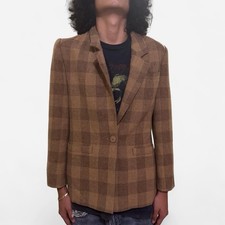 Vtg women s Pendleton Petite Pure Virgin Wool Brown Plaid Blazer Made in USA