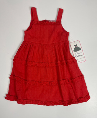 NEW Rare Edition Girls Red Sleeveless Tiered Dress Size 4T