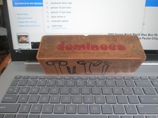 Vintage Domino Set Complete 28 Pcs With Metal Spin Tiles In Wooden Box