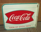 Vintage COCA-COLA Fishtail Soda Flange Sign "Sign Of Good Taste" MUSEUM QUALITY