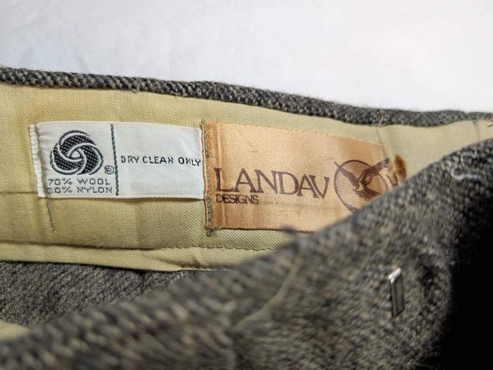 Vintage LANDAV Designs Men’s 36 Wool Blend Brown Herringbone Knicker Pants - Image 2 of 4