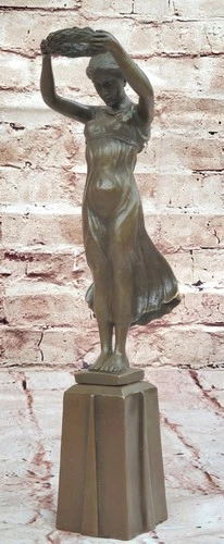 Barefoot Lady Bronze Sculpture Art Deco Nouveau Hot Cast Figure Home Decor Sale deal from eBay