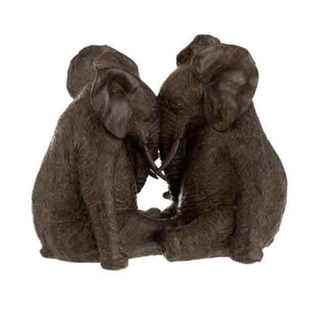 Couple d'Éléphants Déco 25cm Marron pour Ambiance Zen et Chaleureuse