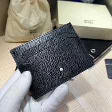 New Mon Black Card Pack Real Leather Card Case Bank Card Holder #129253 US
