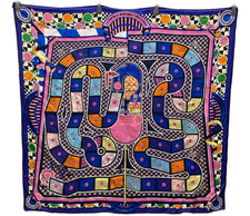 HERMES Silk Scarf Le Tour du Monde en 63 Cases Blue Carre 90 Tags No Box damage