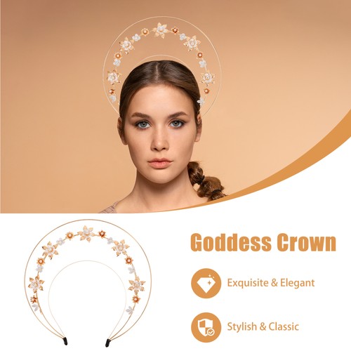 Pearl Hair Crown Miss Goddess Headpiece for Women Greek Headband - Picture 12 of 12