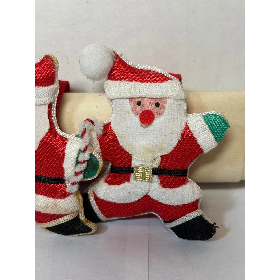 复古圣诞老人圣诞树餐巾戒指 3 件套假日桌装饰 — 第 3/4 张图片