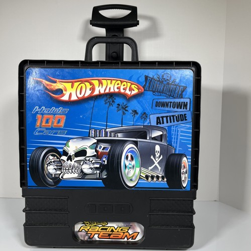 2009 Hot Wheels Rolling 100 Car Case Black Kustom Kulture Downtown Attitude