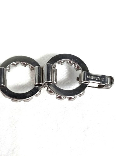 Krementz Circle Clear Rhinestone Bracelet 6 3/4" Vintage Silver Tone Rare Clear - Picture 8 of 14