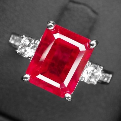 CLEARANCE Earth Mined Blood Red Ruby Baguette 4.70Ct 925 Silver