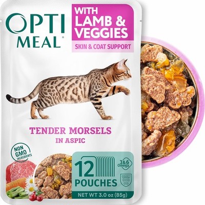 Optimeal Grain-Free Wet Cat Food   Lamb & Veggies Recipe, High Protein & Moist