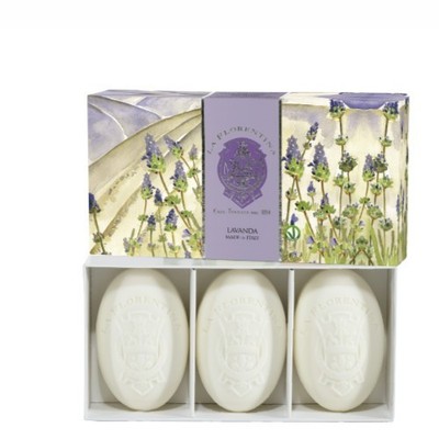 La Florentina Lavender Soap 3x150g Bars Made in Italy Olive Oil Enriched NEW