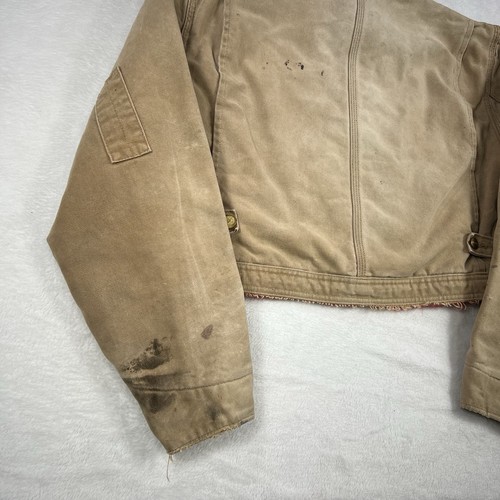 Vintage 80s Distressed Carhartt Cropped Detroit Jacket Snap Button Medium 21x19 - Picture 16 of 21
