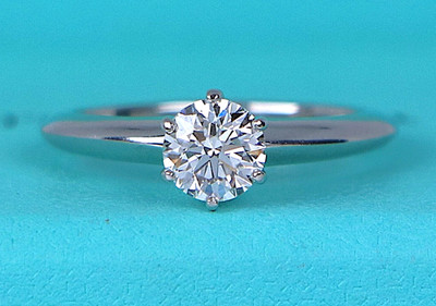 $10400 Tiffany & Co Solitaire Platinum .83ct I VVS2 Diamond Engagement Ring Band
