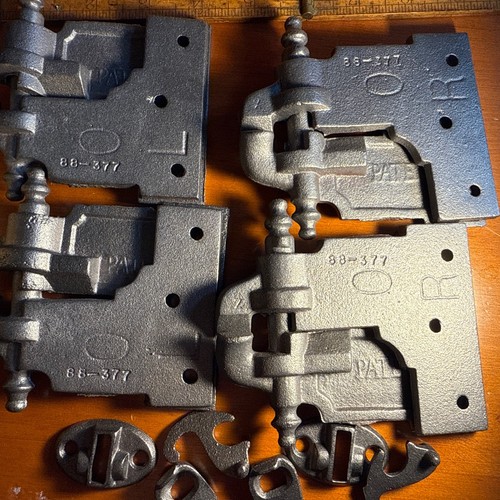Gusseisen ACME Rolladenscharniere 88-373, 2 links, 2 Rechte 2,5" Riegel Vintage