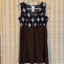 Vestido Rocker Niña Tejido Junior L Argyle Cuadros Marrón Mini Preppy Ropa Activa