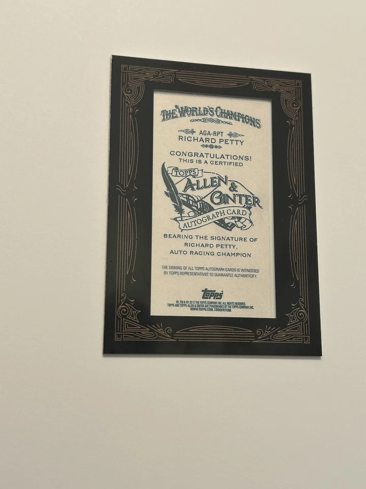 RICHARD "KING" PETTY NASCAR 2012 Topps Allen & Ginter Framed Mini on Card Auto - Image 2 of 2