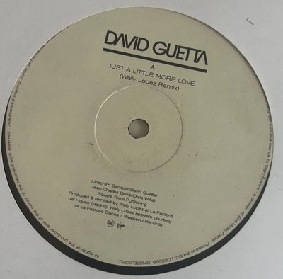 David Guetta Just A Little More Love 12  Wally Lopez Remix VG+