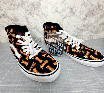 Vans x Thrasher Sk8-Hi Black Flame Allover Logo Mens Size 10 NIB Skate