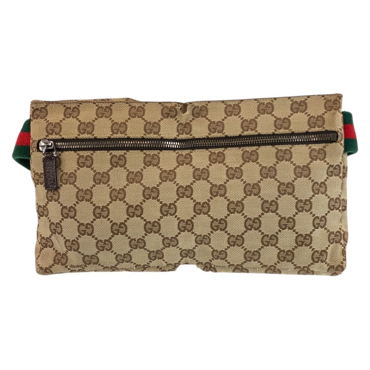 GUCCI GG Canvas Sherry Line Waist Pouch Shoulder Bum Bag Belt Bag