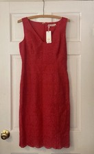 Tory Burch NWT Red Lace Cameron Floral Embroidered Sheath Dress, Size 6