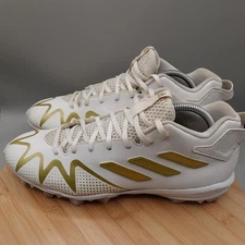 Adidas Cleats Mens 11.5 White Gold Freak Carbon Mid Football YYA 606001 Flaws