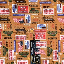 BonEful Cotton Quilt Brown US Army Marine Dot American Flag Star Soldier 1 SCRAP