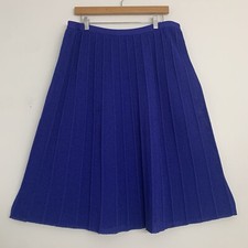 Vintage 70s Rae Phillips Womens 34" Size 16 Polyester Midi Blue Knit Skirt