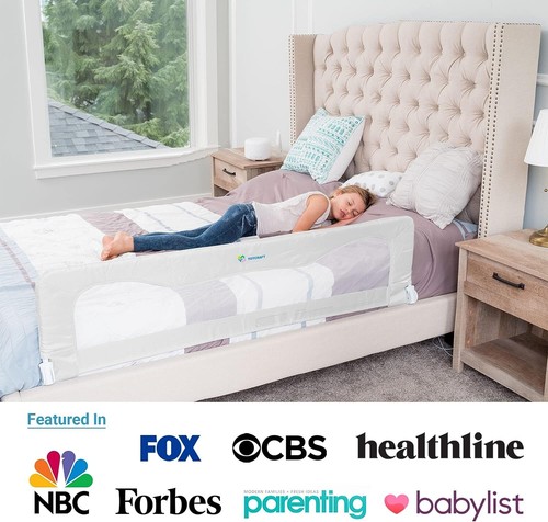 Totcraft Infants Kids & Toddlers Bed Safety Bed Rail Extra Long 59Lx19.5H" White - 第 2/3 張圖片